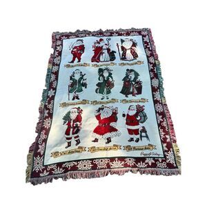 Christmas Santas Thru Years Tapestry Throw Blanket Afghan Woven Goodwin Weavers